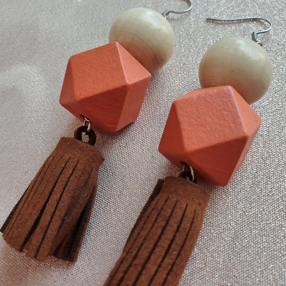 Boho Earrings Brown and Orange